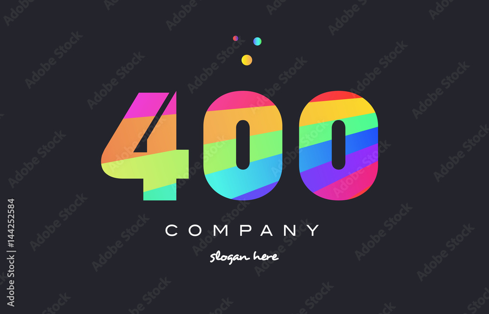 400 colored rainbow creative number digit numeral logo icon