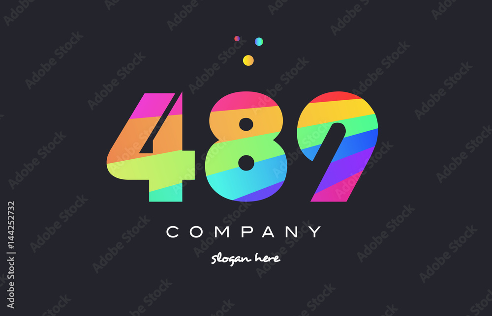 489 colored rainbow creative number digit numeral logo icon