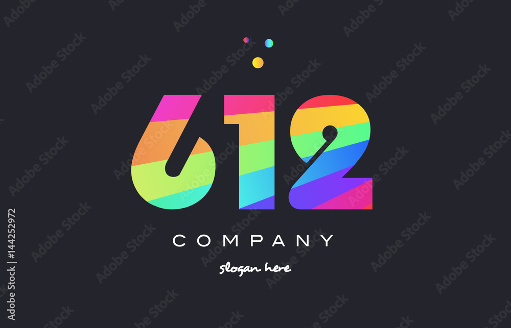 612 colored rainbow creative number digit numeral logo icon 612 colored rainbow creative number digit numeral logo icon