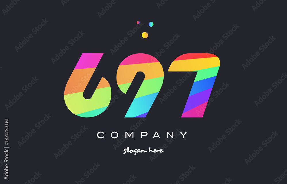 697 colored rainbow creative number digit numeral logo icon