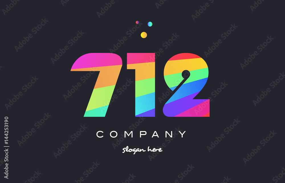 712 colored rainbow creative number digit numeral logo icon 712 colored rainbow creative number digit numeral logo icon