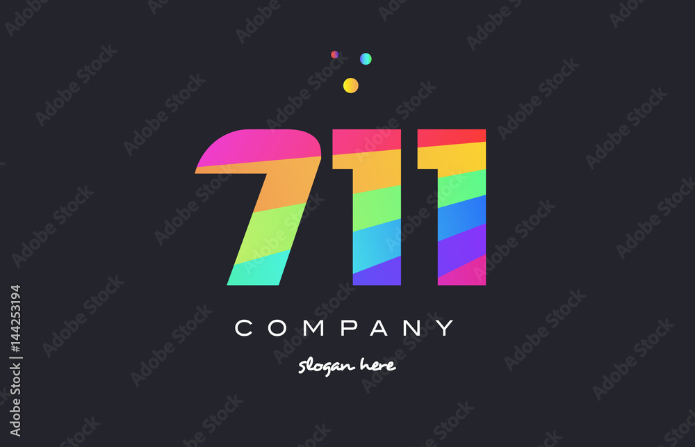 711 colored rainbow creative number digit numeral logo icon