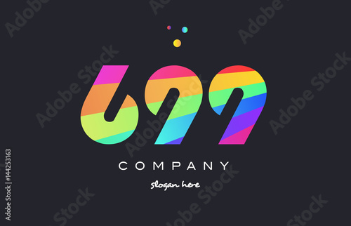 699 colored rainbow creative number digit numeral logo icon