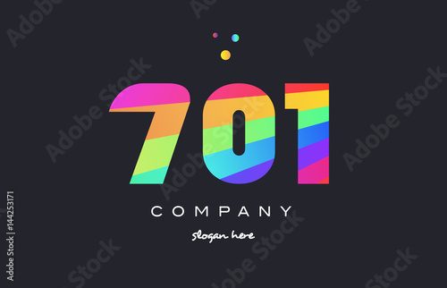 Tableau sur toile 701 colored rainbow creative number digit numeral logo icon