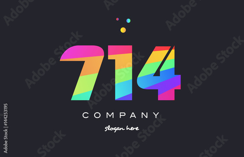 714 colored rainbow creative number digit numeral logo icon