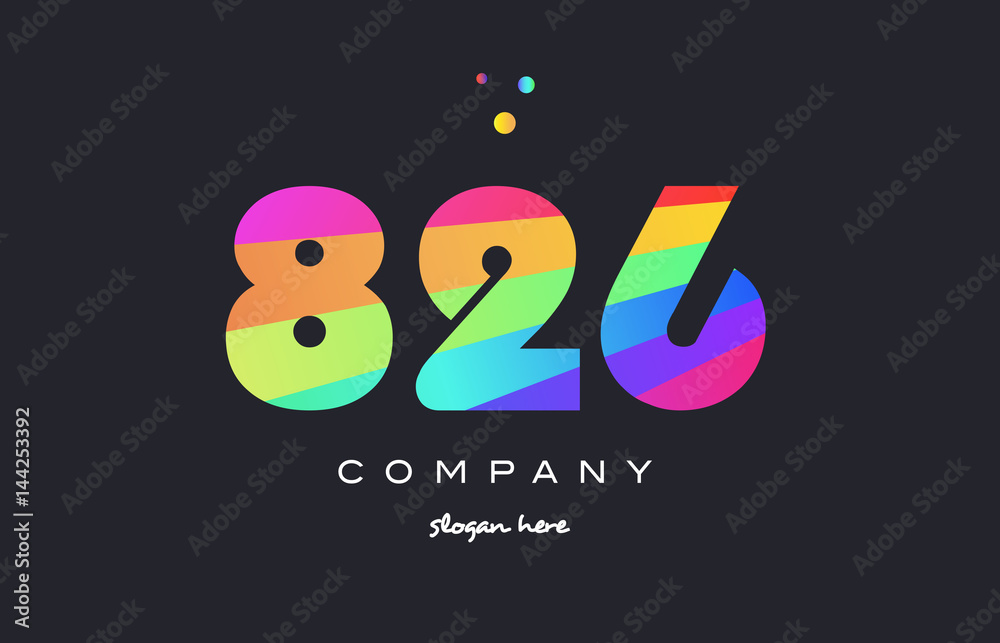 826 colored rainbow creative number digit numeral logo icon