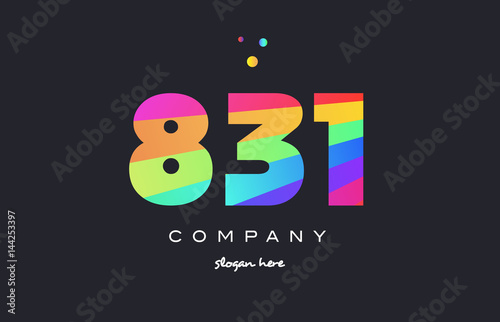 831 colored rainbow creative number digit numeral logo icon