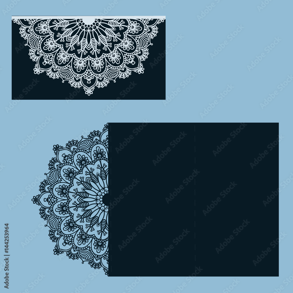 Paper cut out card. Laser cut pattern for invitation card for we Stock Vector Adobe Stock