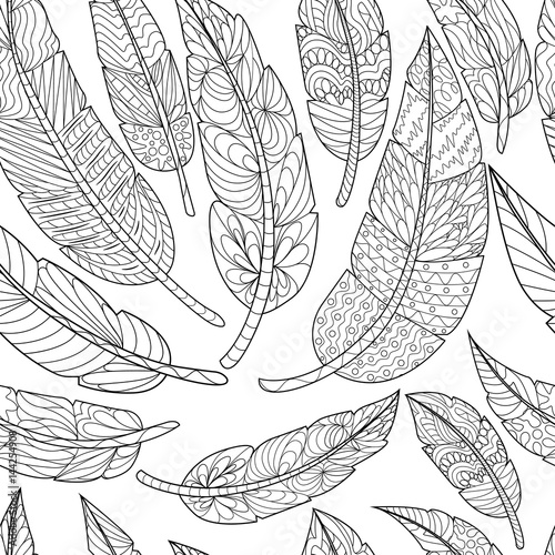 Seamless Ethnic feathers. T...