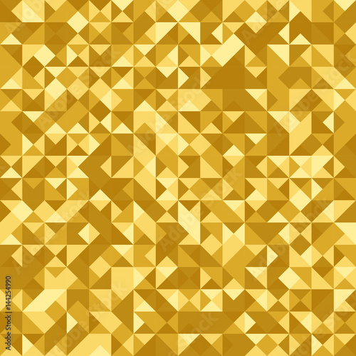 Seamless abstract pattern: gold heraldic background with holographic effect. Triangle foil.