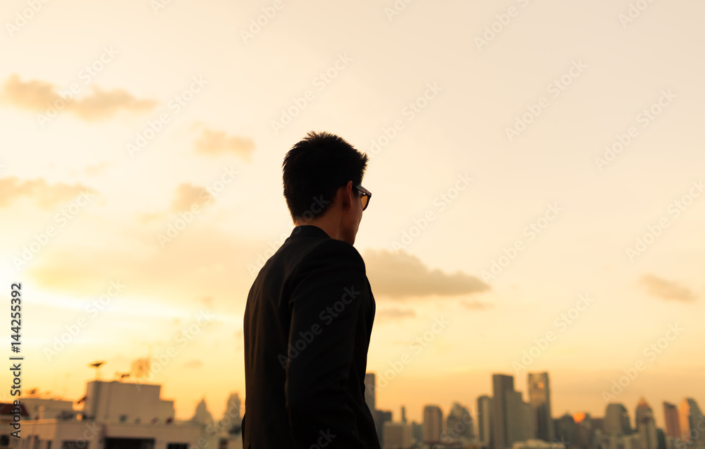 Fototapeta premium Man walking in the city. 