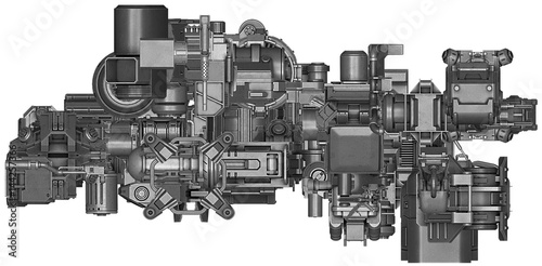 3d illustration of abstract industrial equipment technology