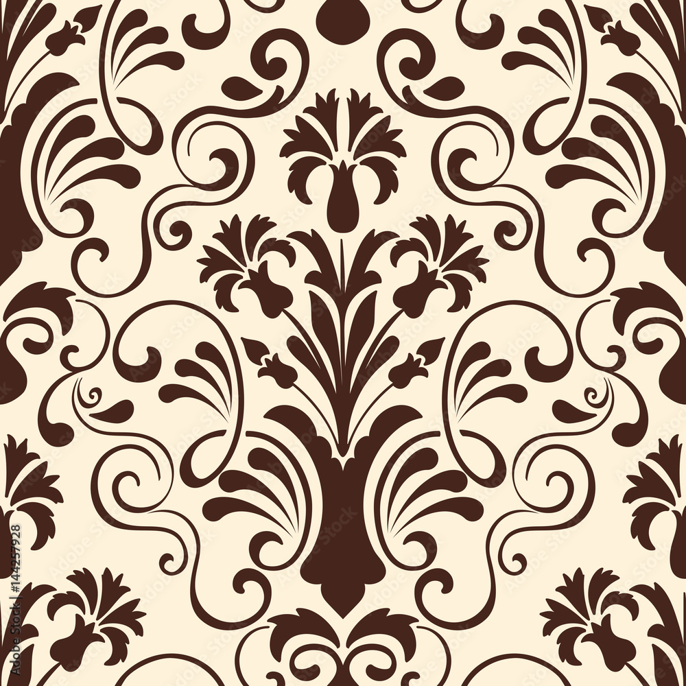 Vector damask seamless pattern element. Classical luxury old fashioned damask ornament, royal victorian seamless texture for wallpapers, textile, wrapping. Exquisite floral baroque template. Vector damask seamless pattern element. Classical luxury old fashioned damask ornament, royal victorian seamless texture for wallpapers, textile, wrapping. Exquisite floral baroque template.