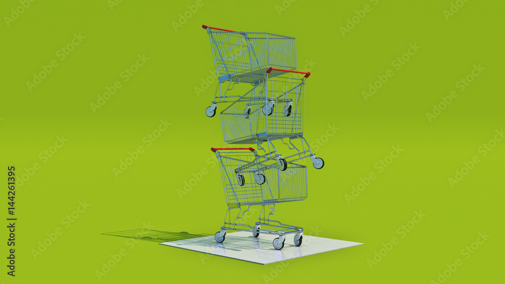 Empty shopping cart, 3d rendering Empty shopping cart, 3d rendering