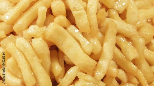 Traditional home oriental sweetness from flour with honey closeup.