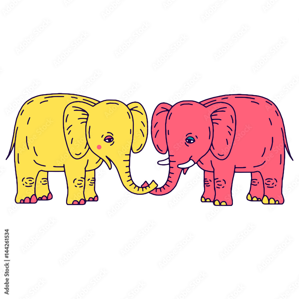 Obraz premium Cute elephant cartoon sitting