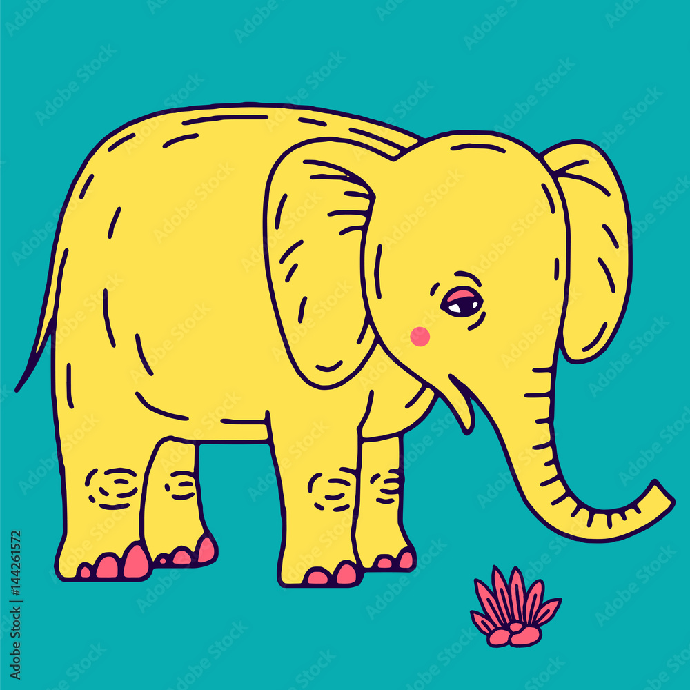 Obraz premium Cute elephant cartoon sitting