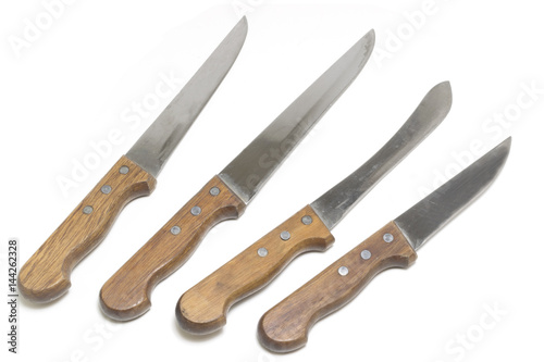 Kitchen knives isolated on white background