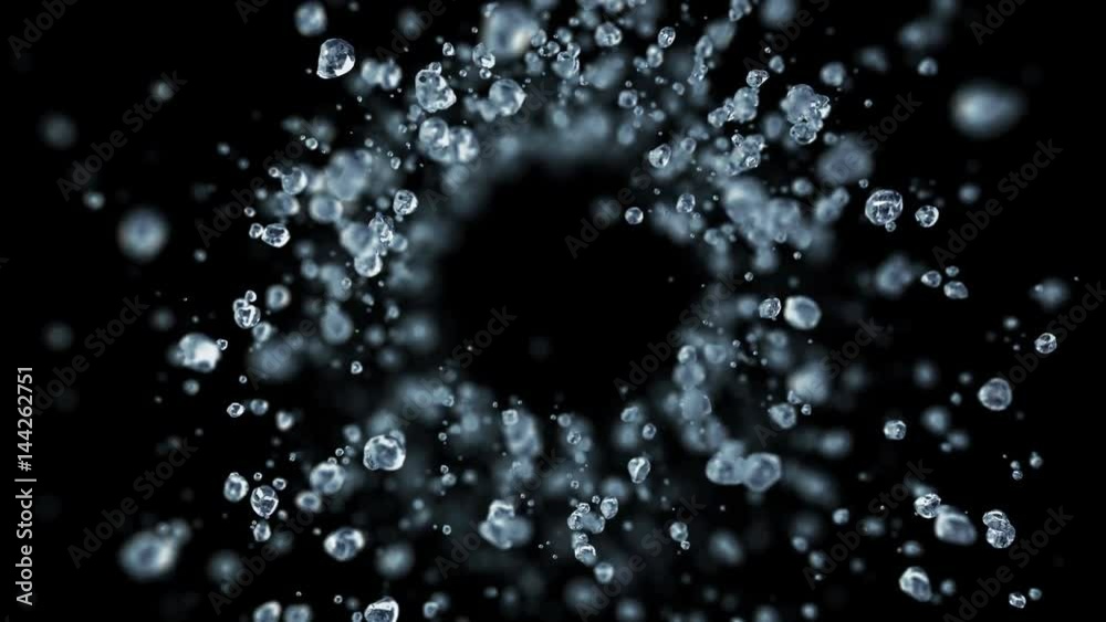 Falling water drops in super slow motion