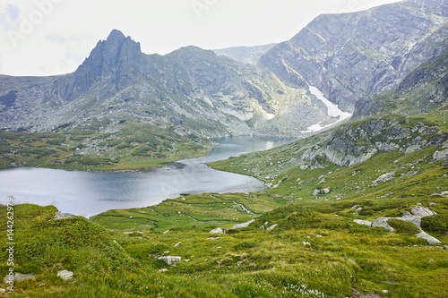 Amazing panorama of The Twin lake, The Seven Rila Lakes, Bulgaria