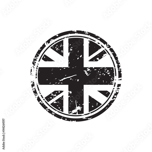 Great Britain grunge rubber stamp with British flag, black isolated on white background, vector illustration.
