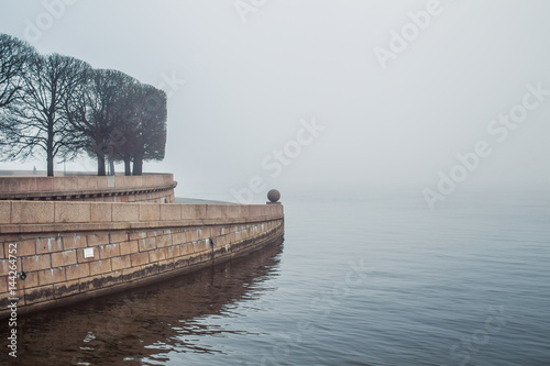The embankment of the arrows of Vasilievsky Island. Neva.