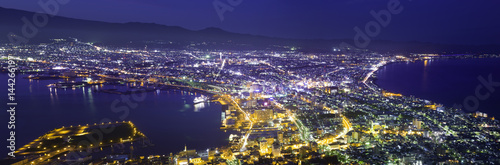 The city of Hakodate in the twilight  panorama