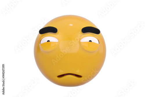 Disappointed face emoticon.3D illustration.