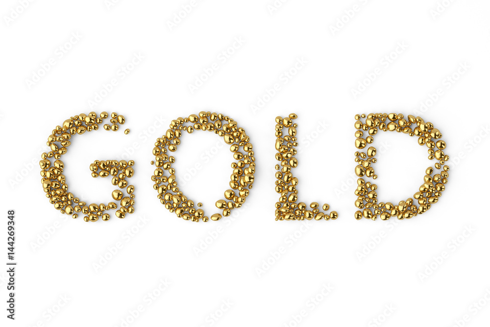 The GOLD letter consists of small gold.3D illustration The GOLD letter consists of small gold.3D illustration
