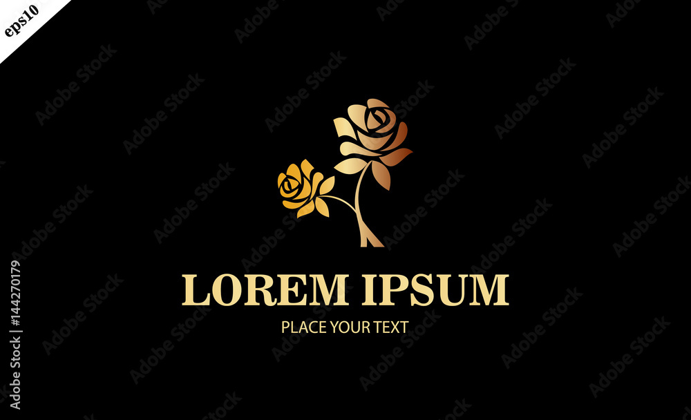gold flower rose beauty logo Stock Vector | Adobe Stock