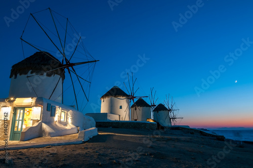 The Windmills of Mykonos island, Greece.