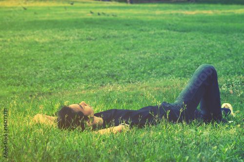 man napping in the park