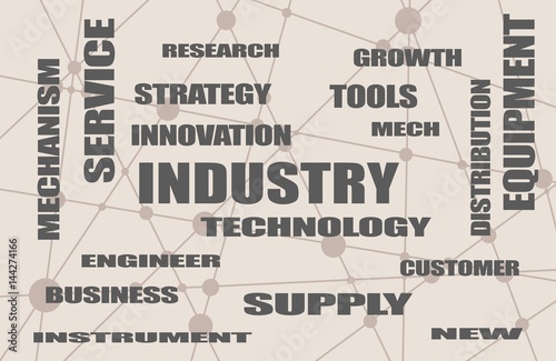 Industry word build in relative tags cloud concept.
