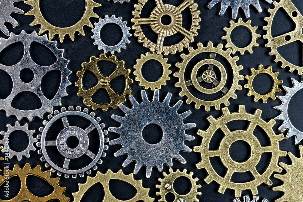 abstract background of metelic gear on black background