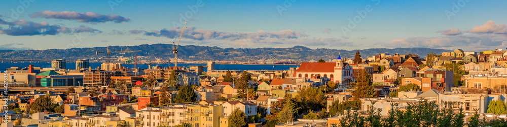 San Francisco skyline panorama from Potrero Hill towards Mission Bay