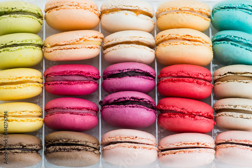 Colored macaroons close-up