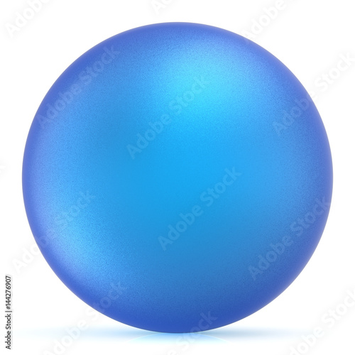 Sphere round button blue ball basic matted circle geometric shape solid figure simple minimalistic atom single object cyan blank balloon icon design element. 3D illustration isolated