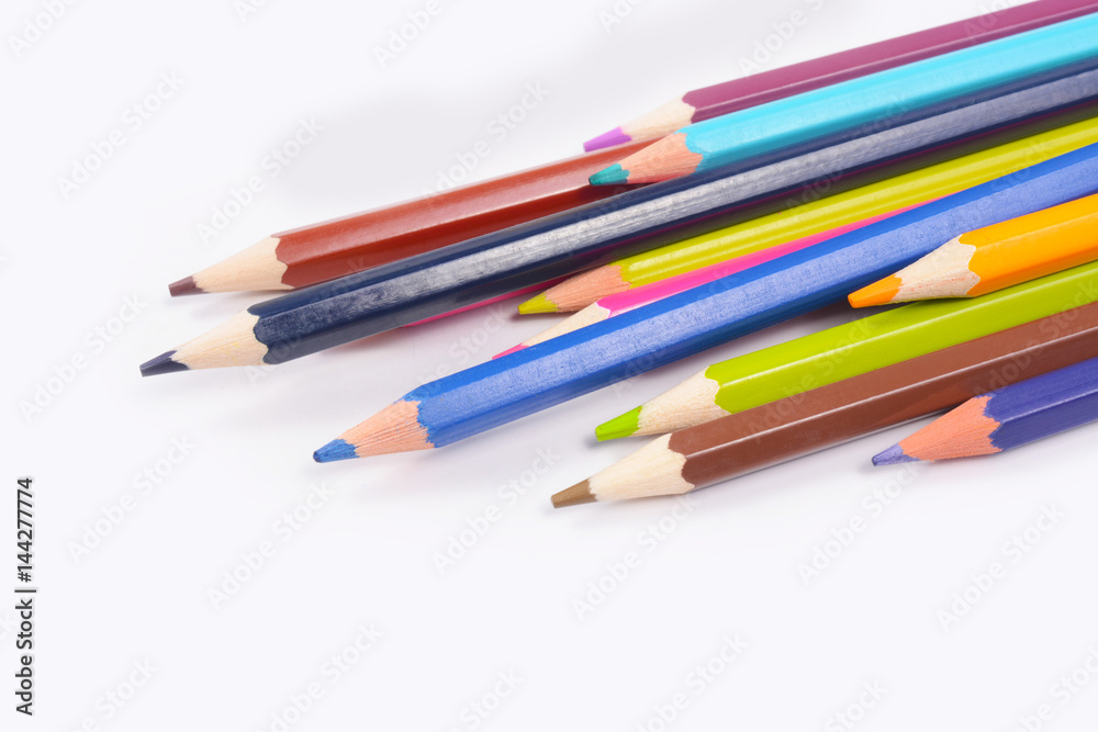 Color pencils isolated on white background professionally