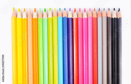 Color pencils isolated on white background professionally
