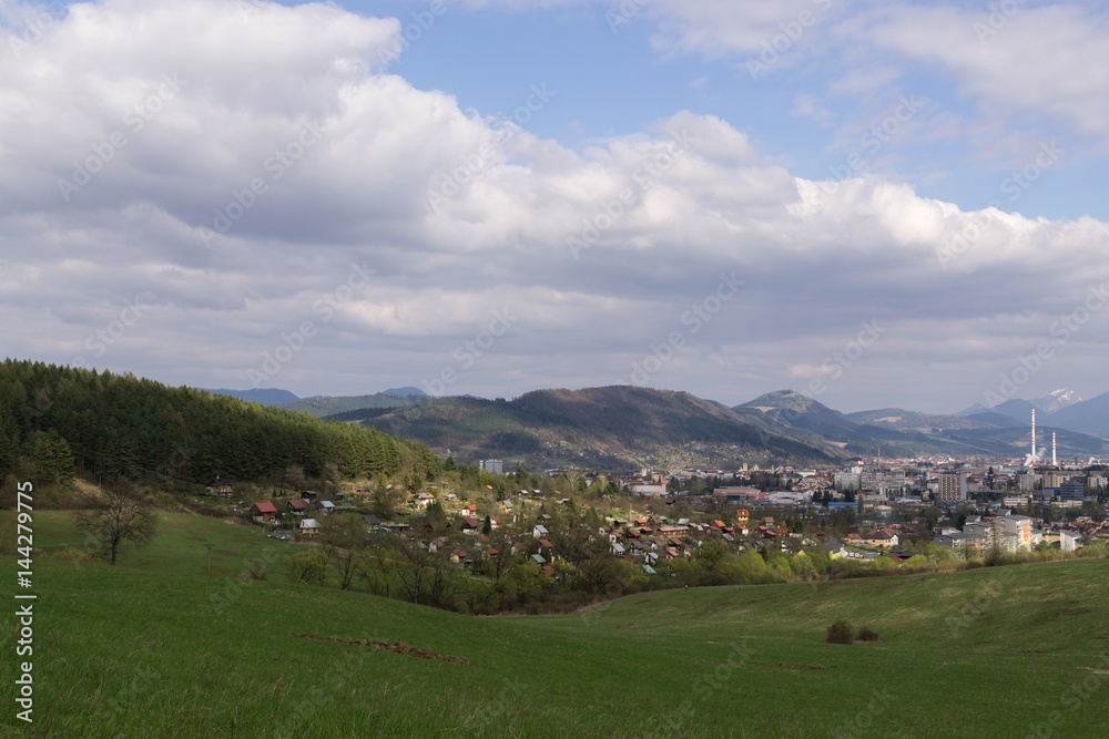 Meadow with the view to the Zilina city. Slovakia