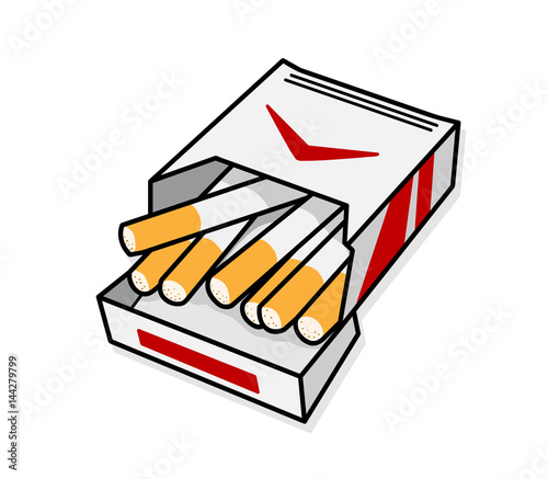 Opened Pack of Cigarette, a hand drawn vector doodle illustration of pack of cigarette.