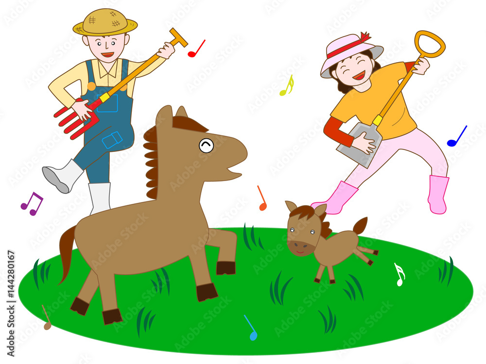 Obraz premium 牧場のコンサート