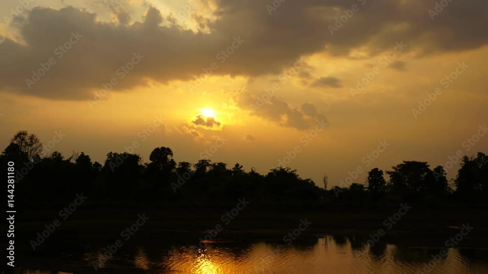 Time Lapse - Beautiful sunset along the river