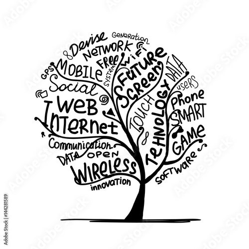 Art tree concept with internet technology tags