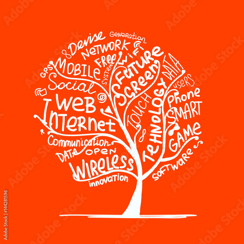 Art tree concept with internet technology tags