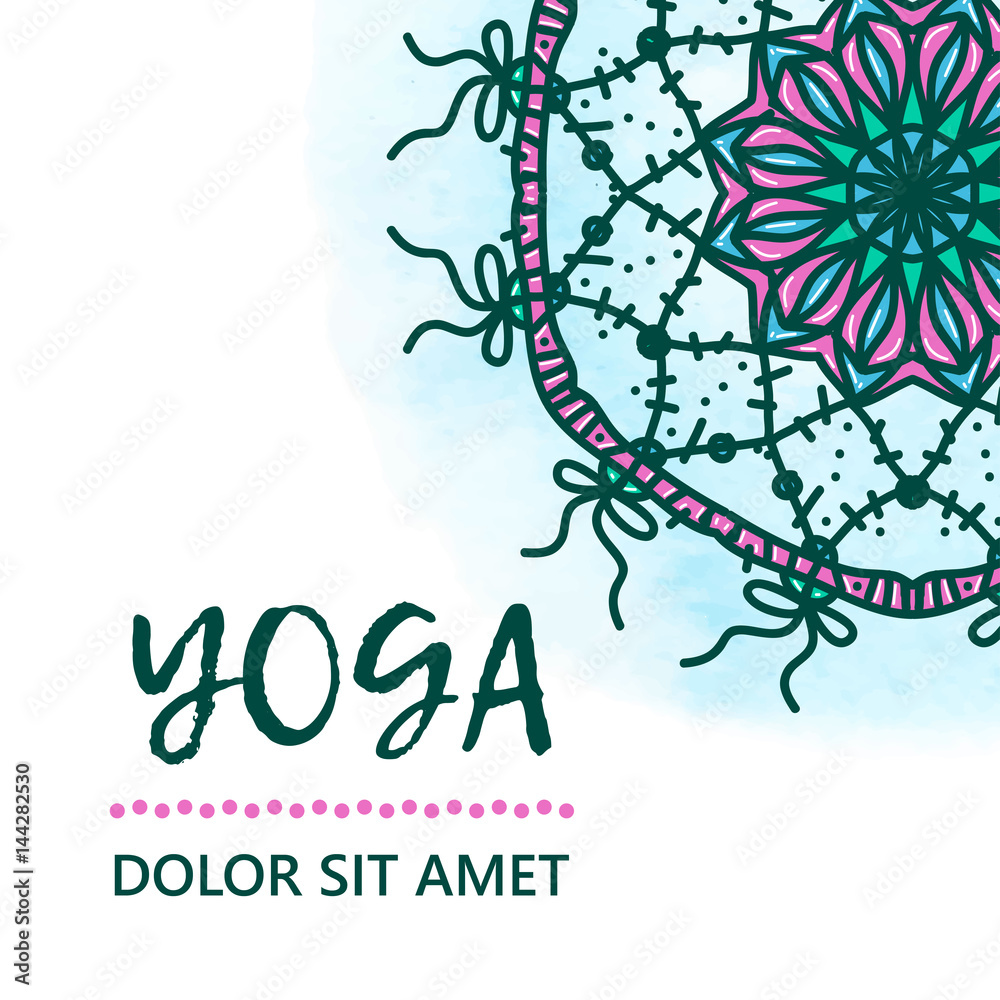 Vintage template design vector illustration of international yoga day. Oriental pattern, vector illustration. Islam, Arabic Indian turkish motifs