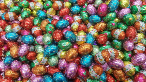 Chocolate candy Easter egg wrapped in foil