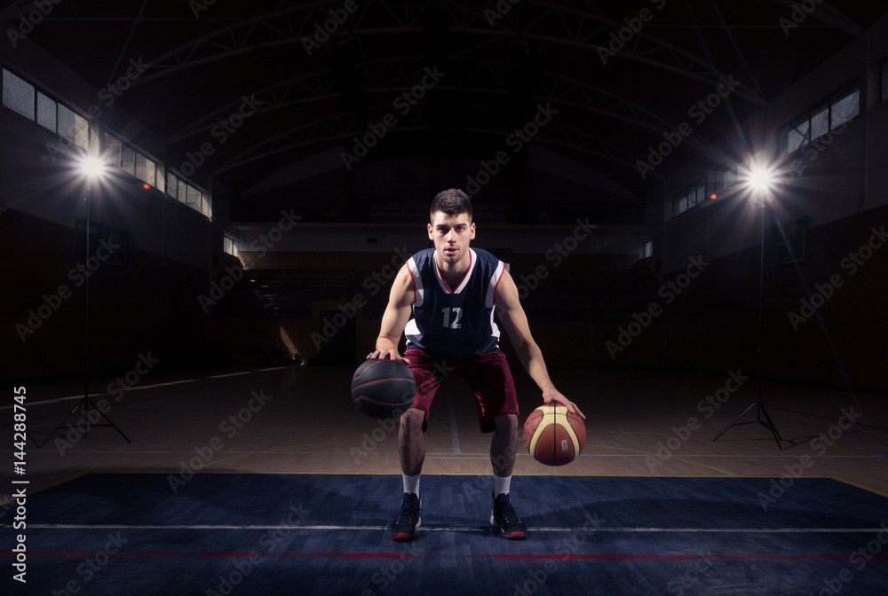 Naklejka premium basketball player Stationary Double Dribble