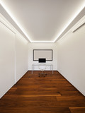 Modern office minimalist, white wall and parquet