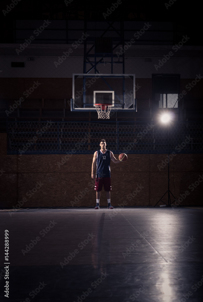 Fototapeta premium basketball player, ball bounce, indoors